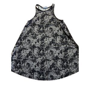 Black/Bead Tie Dye Tunic Tank Top Sleeveless Flowy Black Gray Sz M